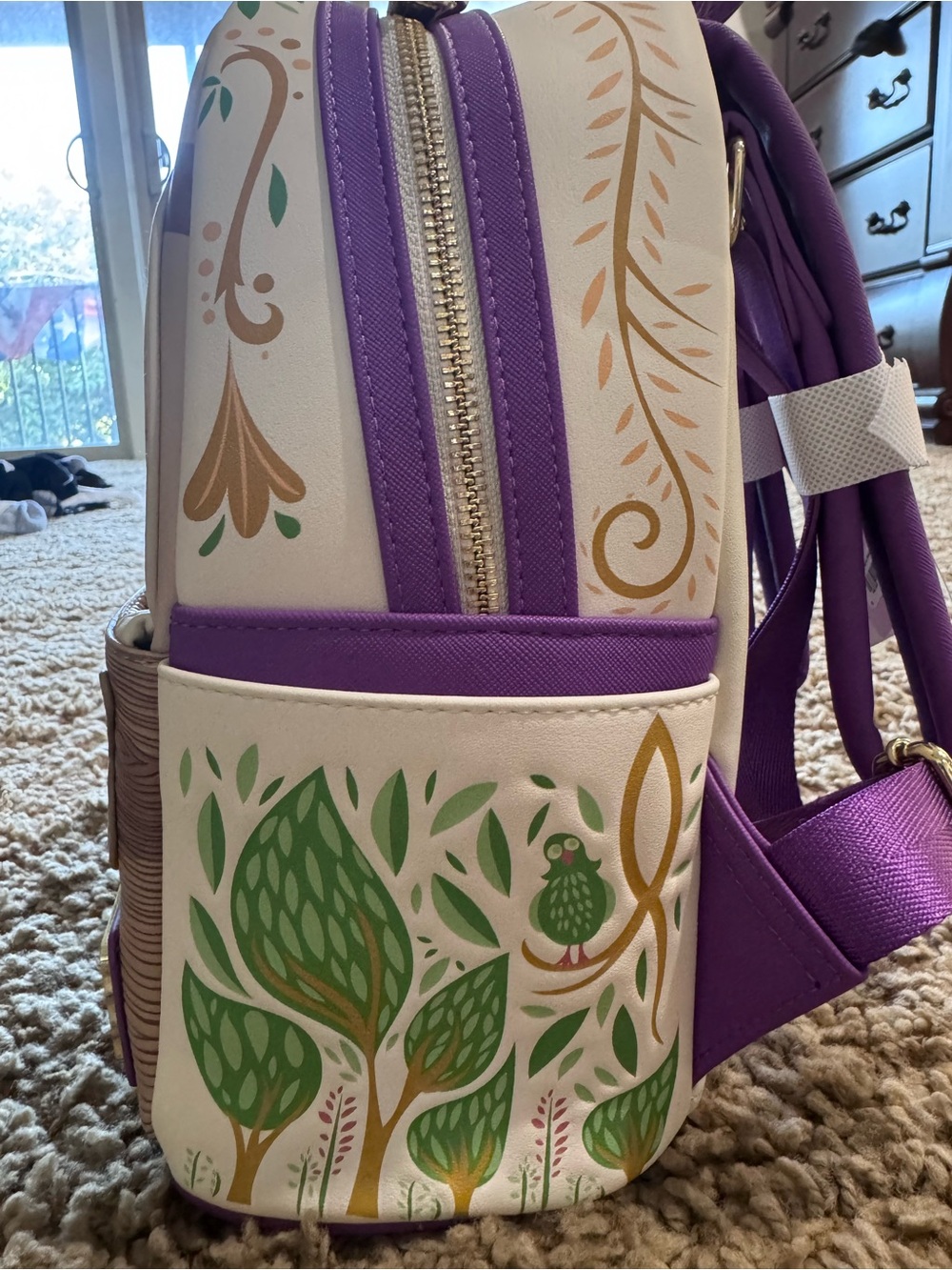 Loungefly Rapunzel Appliqué Mini Backpack - Pink, Purple, Green, Tan - Picture 2 of 5